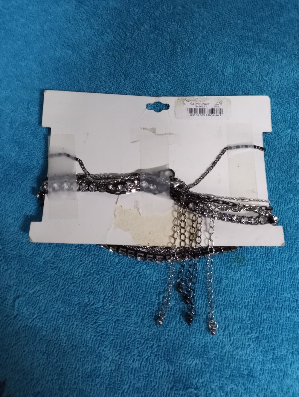 XOXO Silver-Tone Layered Choker Necklace with Clear Crystals - Picture 2 of 3